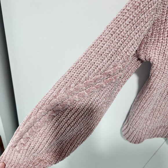 Hippie Rose V-Neck Pullover Cropped Long Sleeve Pink Super Soft Sweater Medium - Picture 4 of 4